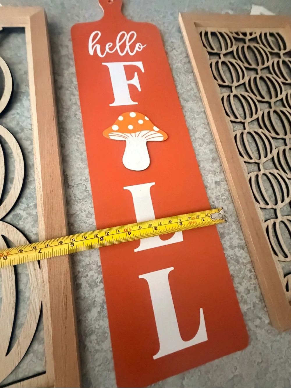 Hello Fall Vertical Orange Wooden Wall Plaque - Seasonal Wall Decor    Lot-3